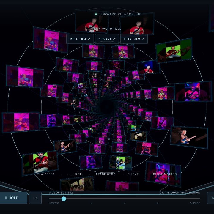 Chad Garber Archive Explorer three-dimensional tunnel of video screens