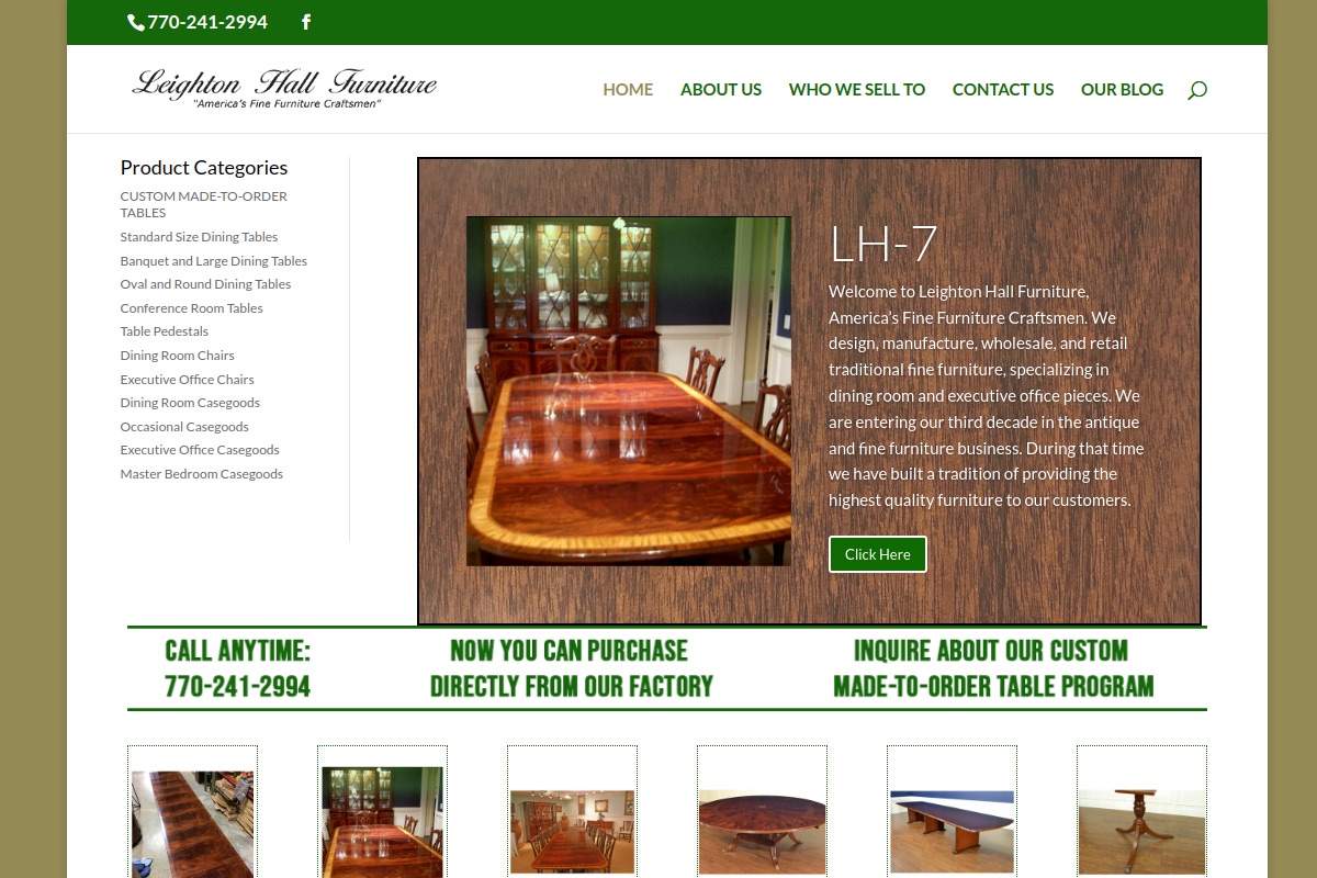 Leighton Hall Furniture website preview