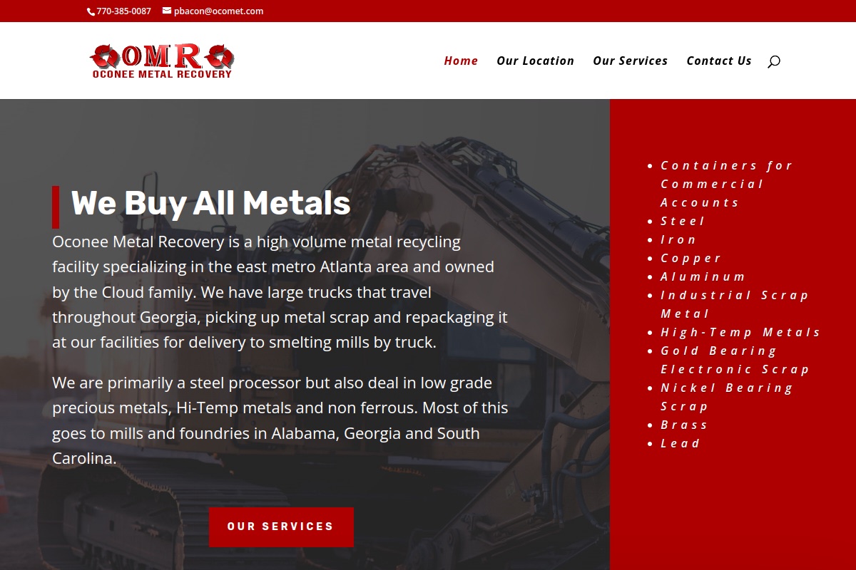 Oconee Metal Recovery website preview