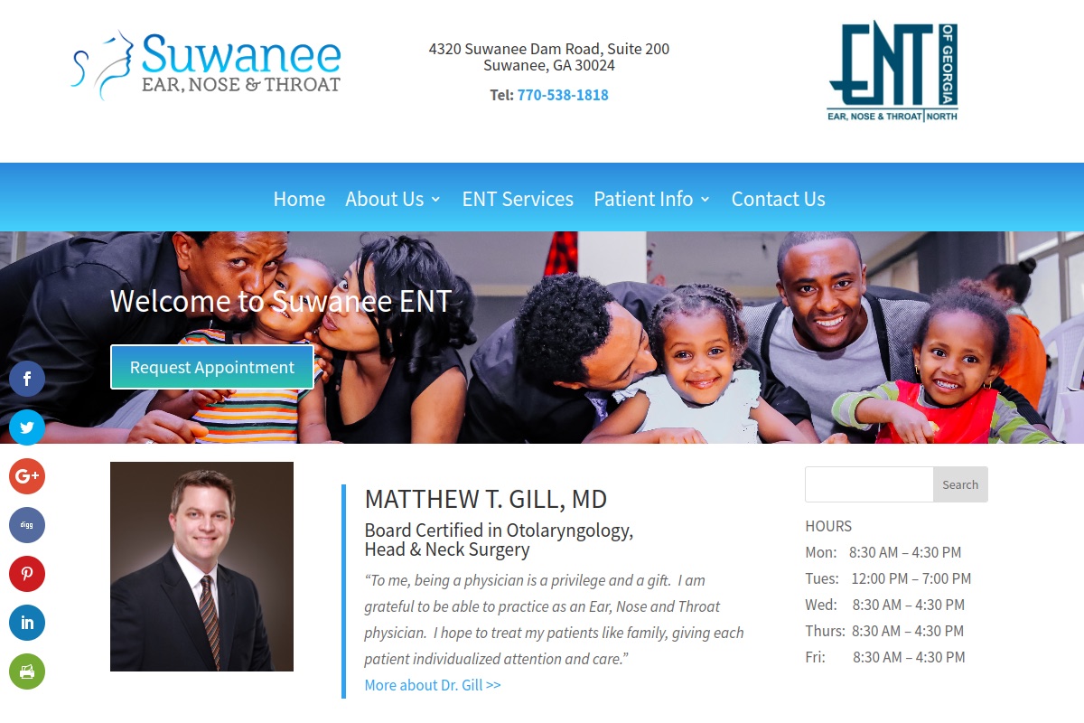 Suwanee Ear Nose and Throat website preview